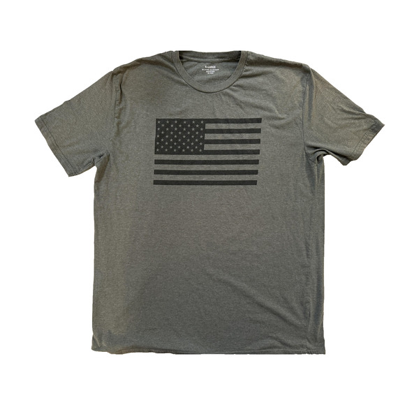 American Flag Shirt Mens XL Heather Gray Graphic Patriotic Tee T-Shirt Crewneck - Picture 1 of 4